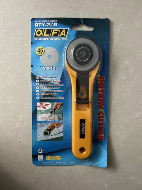 OLFA 45mm Rotary Cutter RTY-2/C Sewing Quilt cuts Fabric Leather Paper *NEW*