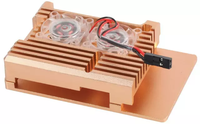 Active Heatsink Case, Pi4, Gold, Enclosures & 19" Cabinet Racks For Cyntech