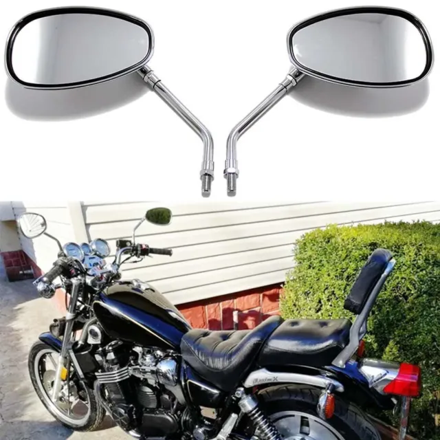 2X Motorcycle Rearview Mirror Long Stem Chrome For Yamaha VMAX 1200 XJR1200 1300