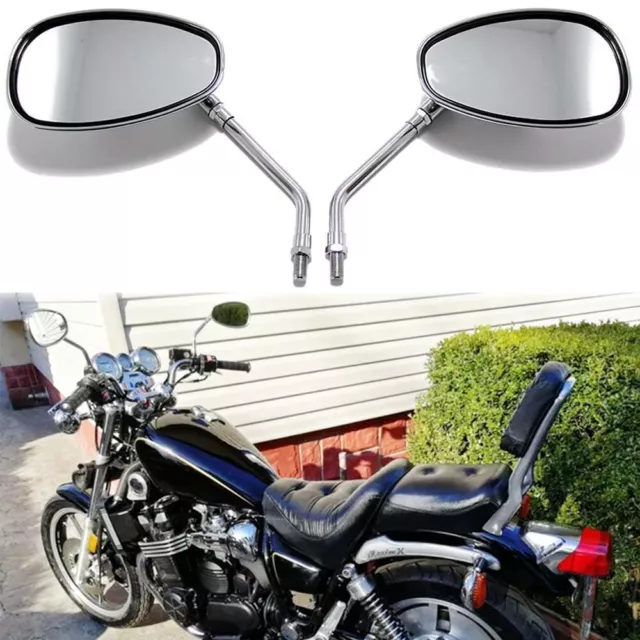 2X Motorcycle Rearview Mirror Long Stem Chrome For Yamaha VMAX 1200 XJR1200 1300 2X Motorcycle Rearview Mirror Long Stem Chrome For Yamaha VMAX 1200 XJR1200 1300