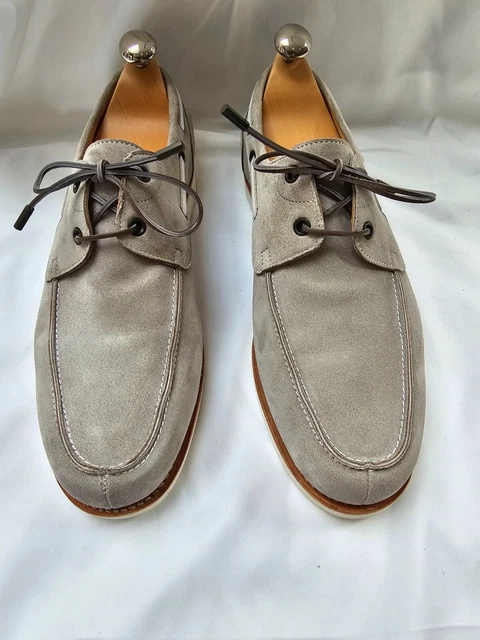JOHN LOBB ISLE Boat Shoes Grey Suede 8.5 UK 42.5 EU UNWORN