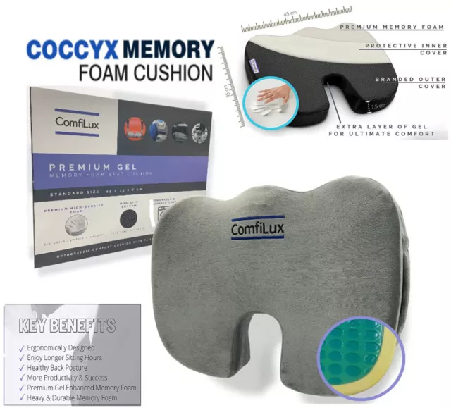 Coccyx Seat Memory Foam Cushion For Back Pain,Tailbone,Sciatica Car Office Chair