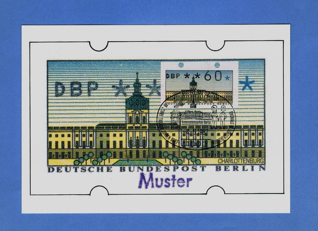 Berliner ATM-Abart „Schloß“ Bildkarte ATM Ersttagsstempel „Schloß“ höherer Wert