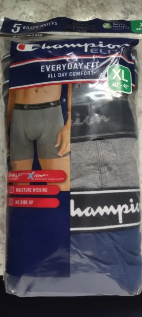 Champion Elite Men's Boxer Briefs 5 pack Everyday Fit New Free Shipping  Size XL