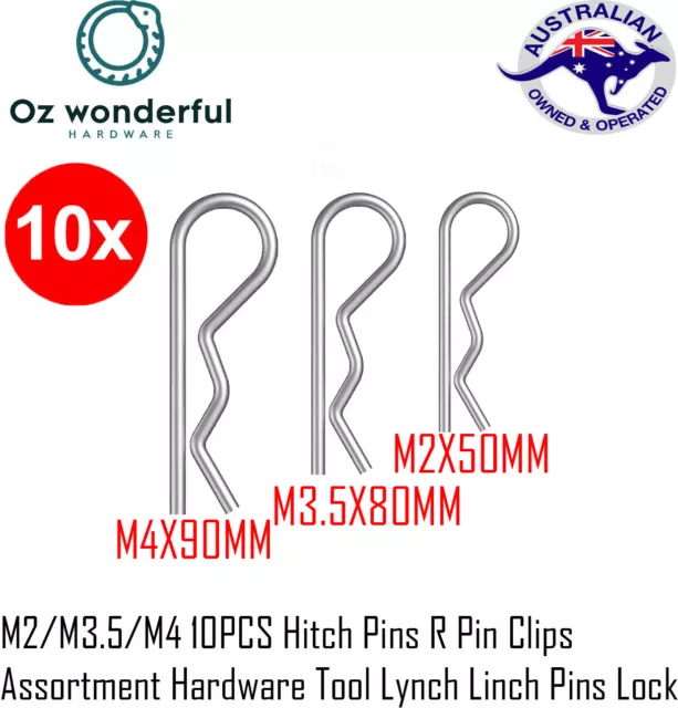 10PCS  Hitch Pins R Pin Clips Assortment Hardware Tool Lynch Linch Pins Lock