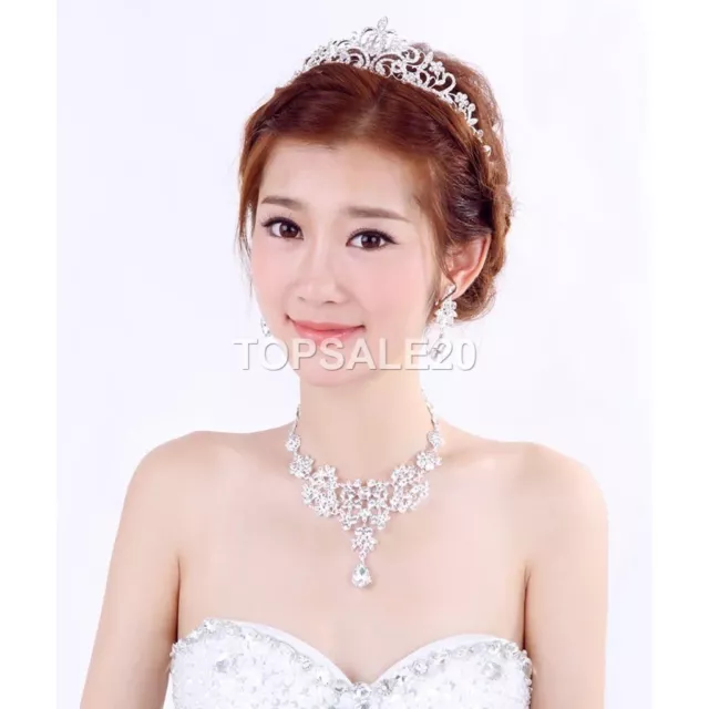 Elegant Crystal Bridal Party Prom Wedding Necklace and Earrings Jewelry Set 2