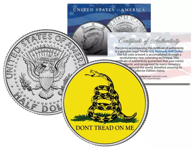 Dont Tread On Me GADSDEN ORIGINAL AMERICA FLAG JFK Kennedy Half Dollar U.S Coin