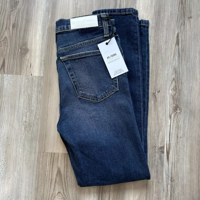 Re/Done High Rise Ankle Crop Blue Denim Jeans Size Women's 25 NEW