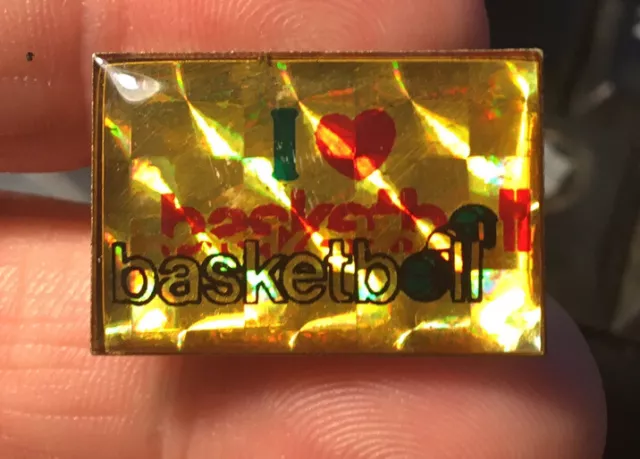 I Love Basketball enamel pin heart vintage used 70s 80s hat lapel sports ball