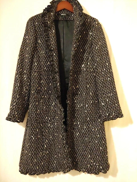 Veste Noire Femme DKNY Sans Manches En Laine - Taille M, Neuf Avec étiquettes, Col Cranté