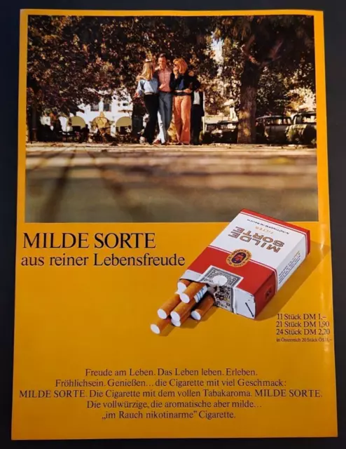 178) Milde Sorte Zigaretten Werbeanzeige Werbung Reklame 1969