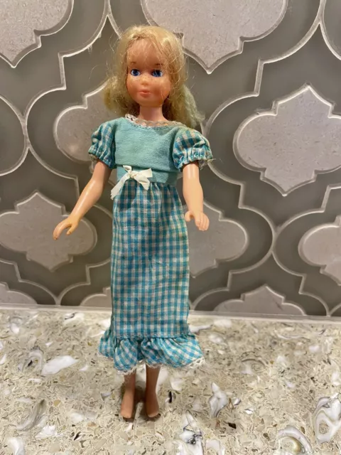 1973 Mattel Quick Curl Skipper Doll~Posable Joints*Knees Bend & Click*Orig Dress