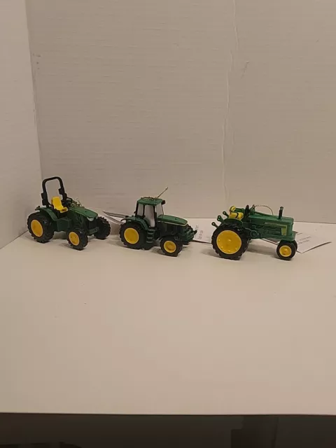 Kurt S. Adler John Deere Tractors Christmas Holiday Ornaments Set of 3