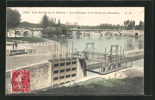 CPA Joinville, les Bords de la Marne, les Ecluses et le Pont 1907