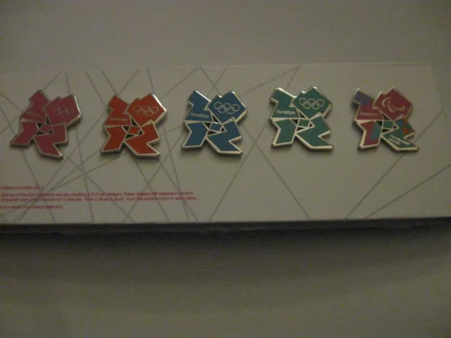 Rare Old 2012 Olympic Games Boxed Set Of 5 Enamel Press Pin Badges