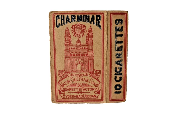 VINTAGE EMPTY CHARMINAR Cigarette Packet 10s Advertising Vazir Sultan &  Sons Hyd $67.15