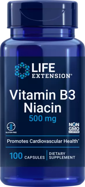 Vitamina B3 Niacina 500 mg 100 capsule, salute del cuore, colesterolo