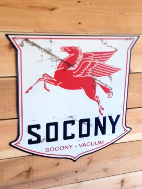 Rare Socony Vacuum Mobil Pegasus  Motor Oil Metal  Sign