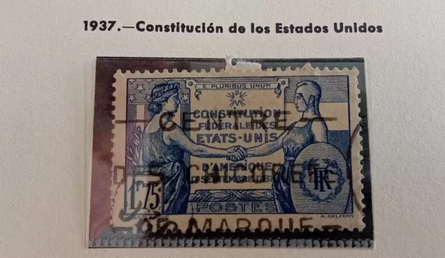 Sellos Francia Usados 1937  Constitución De Los Estados Unidos