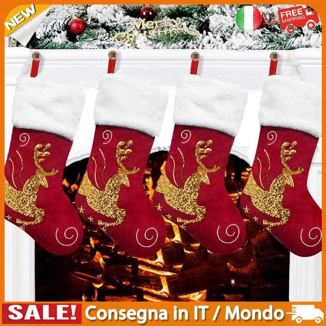 IT Embroidery Plush Christmas Sack Tree Pendant Gift Candy Bags for Home Xmas (E