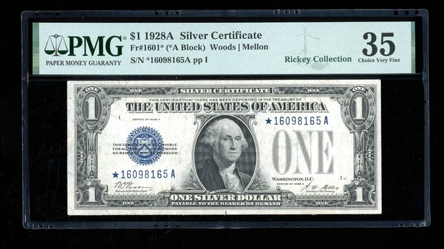 DBR 1928-A $1 Silver Funnyback STAR Fr. 1601* PMG 35 Serial *16098165A