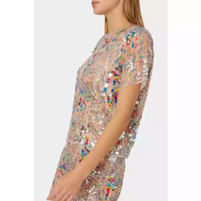 Milly Katelynn Sequin Tee T Shirt in Confetti L 2