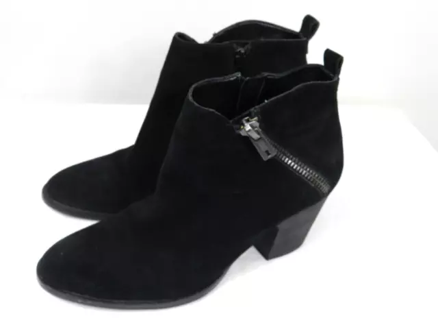 Ivanka Trump Boots Womens 9 M Ankle Booties Heels Side Zip Black Suede Round Toe