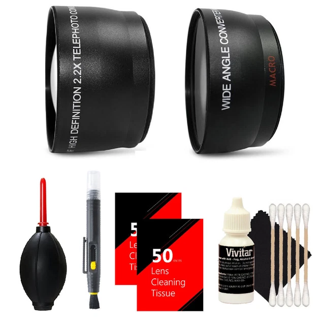 Lente gran angular Vivitar 58 mm 0,43X + teleobjetivo 58 mm 2,2X + kit de accesorios