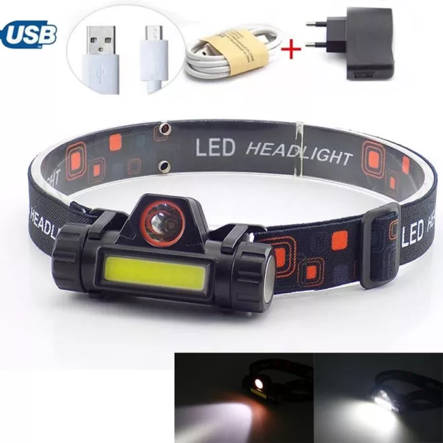 USB Rechargeable COB XPE LED Headlamp Mini Headlight head light Torch Flashlight