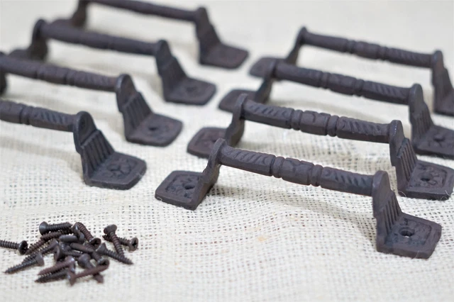 8 Cast Iron Rust Barn Handle Gate Pull Shed Door Handles Fancy Drawer Pulls 2