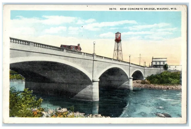 c1920 Scenic View New Concrete Bridge Wausau Wisconsin Unposted Antique Postcard