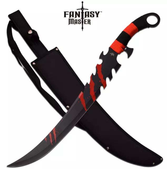 FANTASY SWORD | Red + Black Zombie Killer Scimitar Blade with Sheath FM-675R