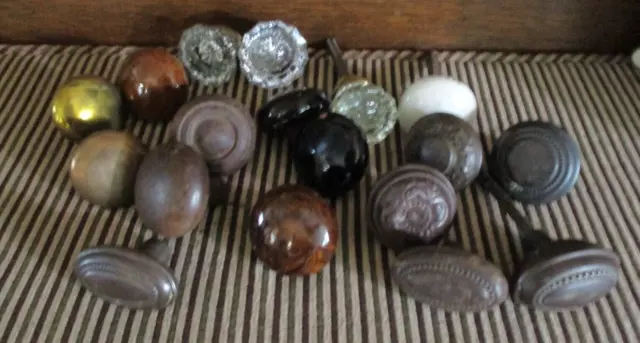 Antique Vintage Brass Glass China Marble Door Knob Lot 18