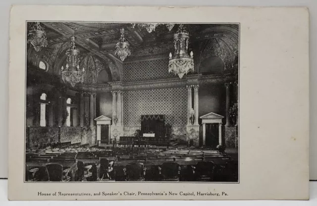Harrisburg Pa House Representatives and Speakers Chair New Capitol Postcard C18