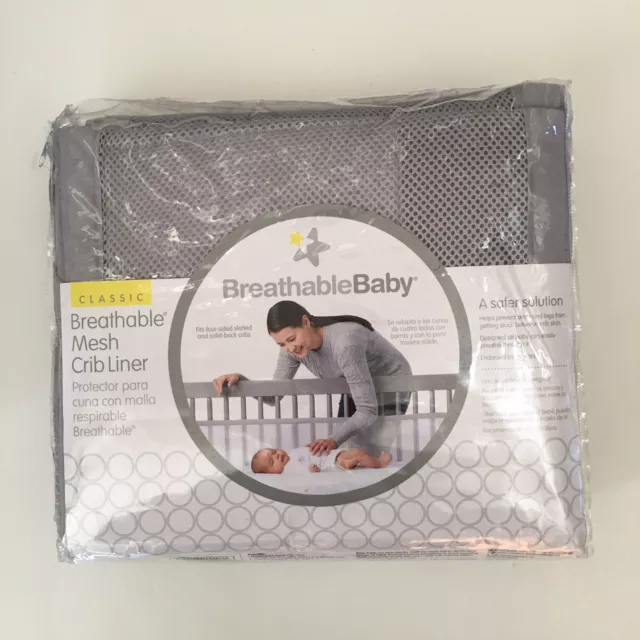 NEW BreathableBaby Breathable Mesh Crib Liner Classic Collection Gray