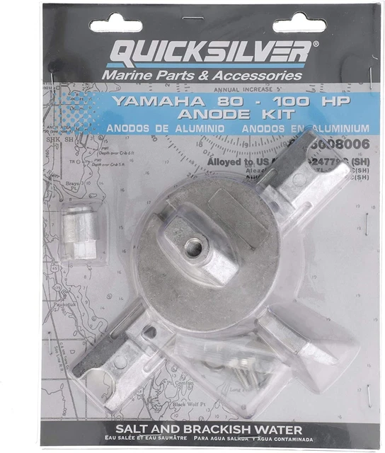 8M6008006 Kit Anodes Alu Quicksilver Hors Bord Yamaha Marine 80 A 100 Cv 4 Tps