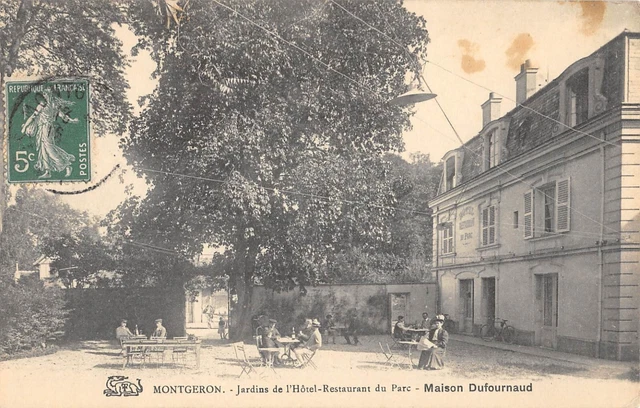 Cpa 91 Montgeron Jardins De L'hotel Restaurant Du Parc Maison Dufournaud