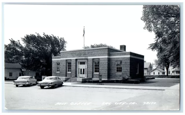 c1940's Post Office Building Cars Sac City Iowa IA RPPC Photo Vintage Postcard