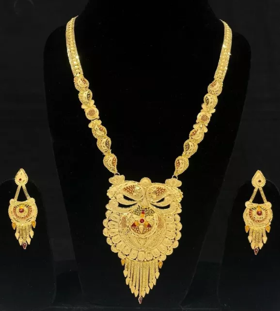 Premium Real Gold Lookalike Indian Bollywood Wedding Traditional Bridal Necklace