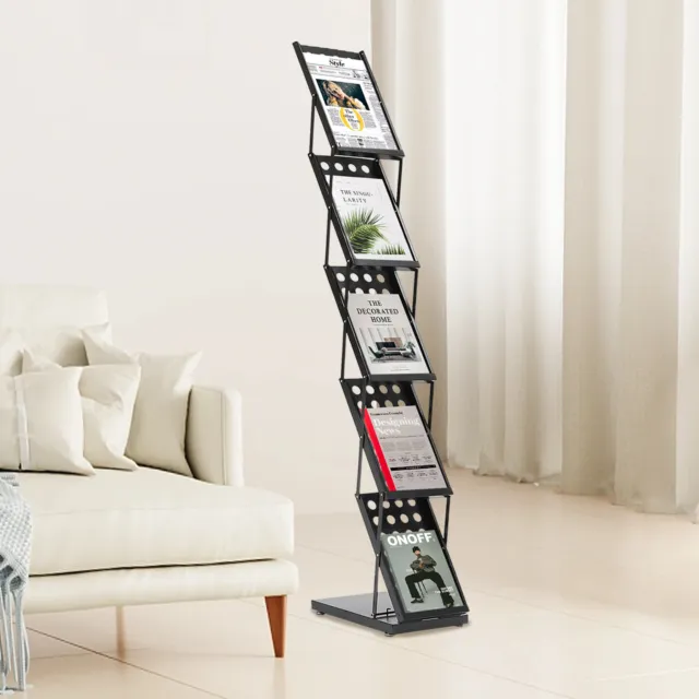 5pockets Foldable Magazine Display Rack Stand A4 Brochure Holder Exhibition Show