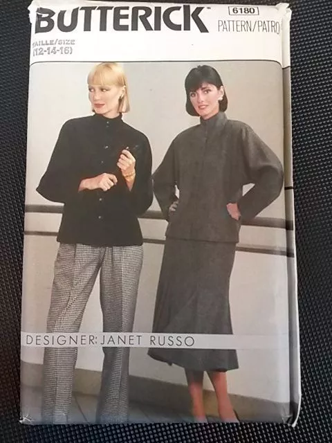 Vintage #6180 Butterick Janet Russo Jacket/Skirt/Pants Sewing Pattern 12-14-16