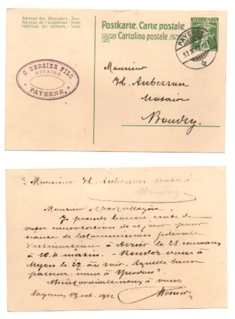 Schweiz 1912 Ganzsache Postkarte gestempelt postal stationery, used