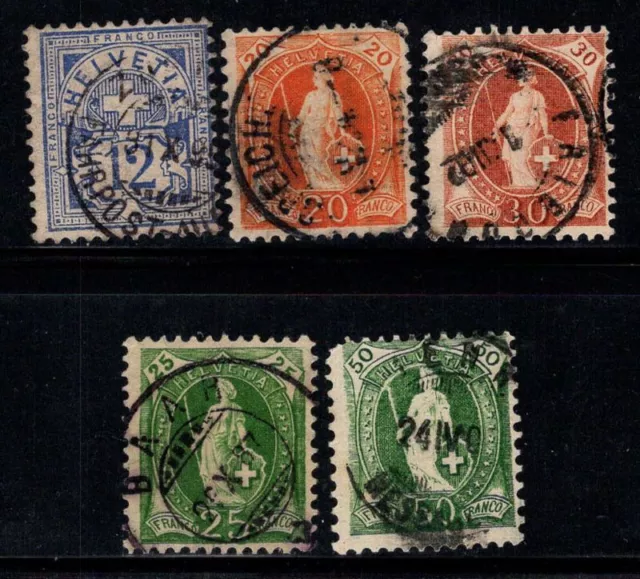 Suisse 1882-89 Oblitéré 80% croix, Helvetia, armoiries