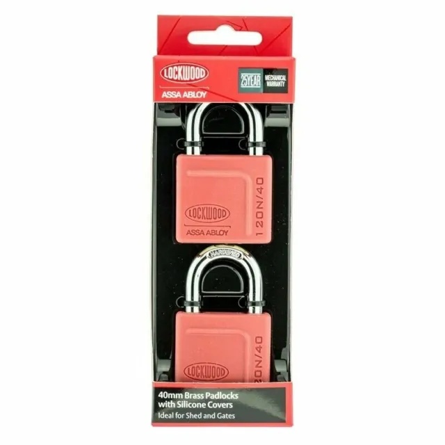 Lockwood 40mm Alloy Silicon Padlock - Twin Pack - 120N/40/125/2DP