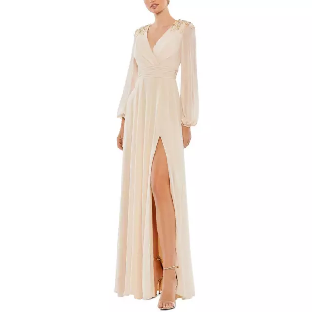 IEENA FOR MAC Duggal Womens Beige Embellished Evening Dress Gown 16 ...