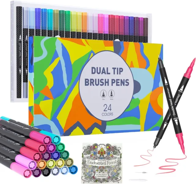 Filzstifte, Dual Tip Brush Pens 24 Farben, Pinselstifte Set Fineliner Set