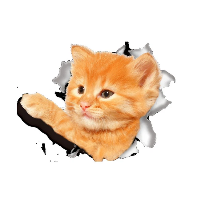 3D Chat Autocollants Voiture - Stickers Mignons Chaton PVC Imperméables Réfrigérateur Mur Décoration