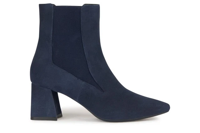 GEOX Giselda D36VCC tronchetto Pointe Bottines Boots Talon en Daim Bleu Cuir
