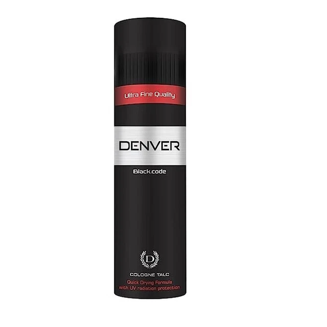 Denver Black Code Talc 300GM - Perfume fragancia talco en polvo para hombres y mujeres.