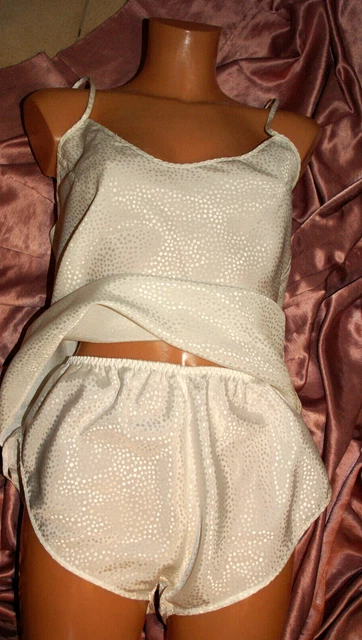 Abito corto negligee satin * pigiama * pigiama * pigiama * camicie e mutandine bianco 42